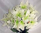   Lilies Lily ~ CREAM IVORY ~ Silk Wedding Flowers Bridal Bouquets Bush