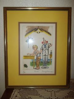 Original Hand Colored Etching Ouch Signed George Crionas Numbered 