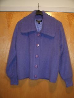 Venesha Purple Fluffy Angora Lined Shawl Collar Cardigan Sweater 