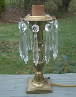 Newly listed VINTAGE ANTIQUE BRASS CRYSTAL GLASS PRISM TABLE LAMP