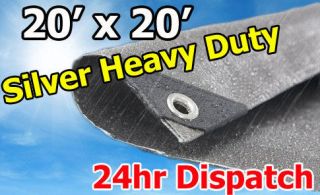   Silver Heavy Duty Triple Layer Tarp, UV Treated Canopy Tarp 20x20