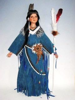   Limited Edition Native American Indian Princess Porcelain Doll 30 Fur