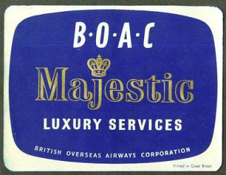 BOAC B O A C Majestic Luxury Services bag sticker
