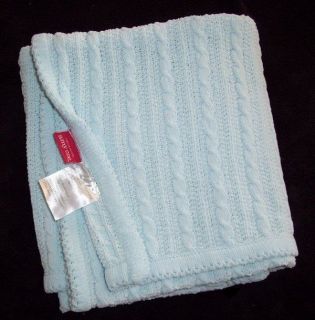Amy Coe Limited Ed Red Tag Blue Chenille Cable Knit Baby Security 