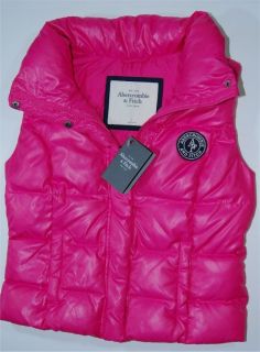 99 ABERCROMBIE & FITCH Down Puffer Vest Raspberry Pink Womens Size 