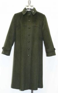 LODEN GREEN WOOL Austria Long Winter Overcoat Coat 16 L