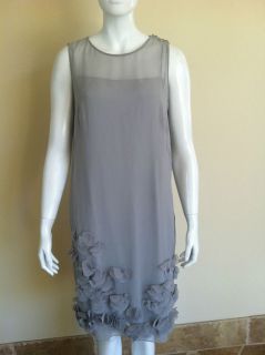 New Beautiful Akris Punto Chiffon Petal Dress Size 10 (F 42) Heather 