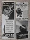 CLETRAC TRACTOR TIMKEN UNITED AIRCRAFT OLD 1937 ADS