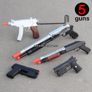   Airsoft Guns Combo Set Shotgun Uzi Handgun Pistols Air Soft w/ 1K BBs