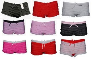 Ladies Frilly Frilled Ruffle Knickers Shorts Hotpants