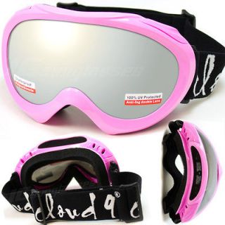 Polycarbonate Lens Mirror Pink Kids Youth Girls Goggles Ski Snowboard 