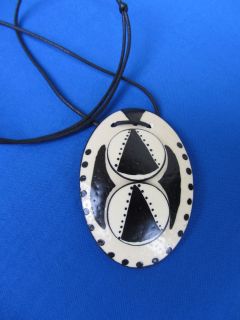 TRIBAL DESIGN African Jewelry OSTRICH EGG SHELL PENDANT NAMIBIA A