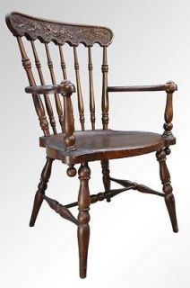 15881 Antique Carved Acorn Leaf Victorian Arm Chair