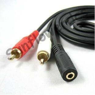   Female Audio Stereo to 2 RCA Male Cable Splitter Adapter 30cm 1 Feet