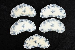 Vintage Burslem English China ABERDEEN Blue Floral Transferware Bone 