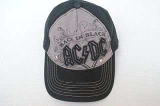 NEW AC DC BACK IN BLACK AC/DC Stretch Fitted baseball ball Blk/Grey 