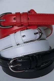 Set of 3 Black/White/Red Ladies Classic Leather Belt Size Large #188 
