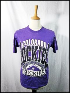 Vintage 80s 1980s Clothing COLORADO ROCKIES Americna Purple Emo T 
