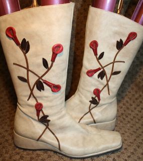 HISPANITAS Bone Leather Flower Detail UNIQUE Boots 39