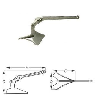   Hot Dipped Galvanized Hinged Plow Anchor for Boats 16 to 32 Feet Long
