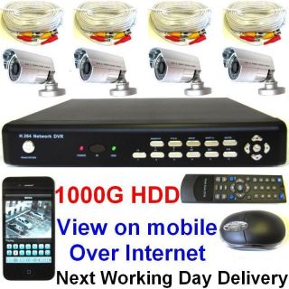   CCTV SECURITY SYSTEM WITH 4 CH DVR + 4xCOLOR IR CAMERAS +1000G HDD