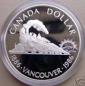 1986 CANADIAN PROOF SILVER DOLLAR  VANCOU​VER  EXQUISITE