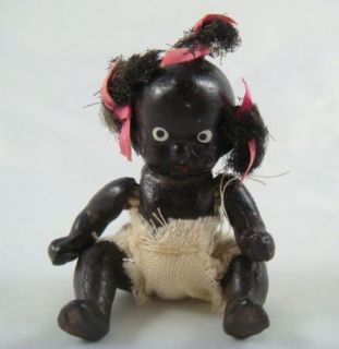   Vintage Early 1900s Black Bisque Jointed Girl Baby Doll Made In Japan
