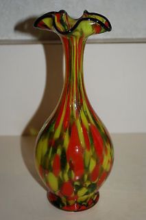   , Czechoslovakia Spangle Art Glass Vase, Great condition, Unique