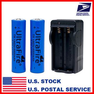 UKAm727 2 x 18650 4900mah 3.7v Torch Rechargeable Battery + Smart 