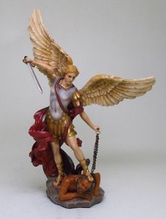 Mighty Archangel Saint Michael Defeating Lucifer Statue 14H Figurine 