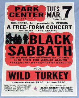 Black Sabbath Concert Poster   Charlotte, NC   Master of Reality 