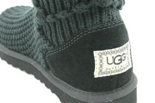 Women UGG Australia Classic Argyle Knit Black Boot Size US 5 5879 
