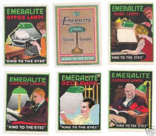 POSTER STAMPS (6) U.S. EMERALITE LAMPS GROUP OF SIX