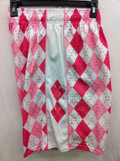   Lacrosse Shorts Lax Mesh Youth Small Medium Large Pink White Argyle