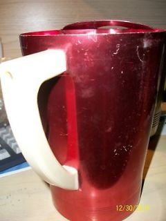 Vintage Aluminum PITCHER RED Pitcher Bakelite Handle U.S.A. with ice 