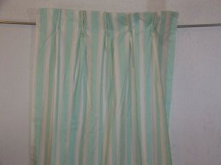 LAURA ASHLEY PIPPIN STRIPE GREEN & YELLOW & WHITE SET OF PLEATED 