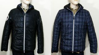 650 ARMANI JEANS Black Plaid DOUBLE SIDED Goose Down “PUFFER” Men 
