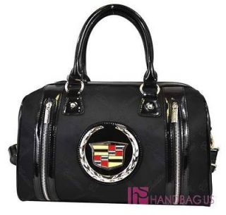   CADILLAC Tote Handbag Jacquard Monogram 2Way Boston Bag Black Ashley M