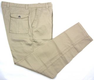New ARMANI COLLEZIONI Khaki Tan Cotton Flat Front Chino Pants 52 / 36 