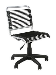   Modern Bungie Bungee Low Back Armless Desk Chair Black Aluminum