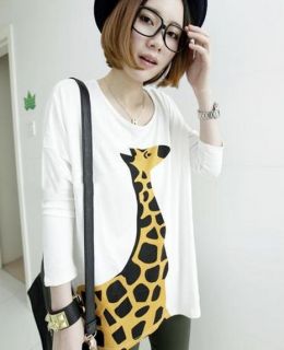 Japan Korea Summer Fashion Giraffe Print TEE Shirt Top