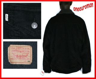 NWT LEVIS CLASSIC CORDS SHERPA LINED BLACK CORDUROY STANDARD TRUCKER 