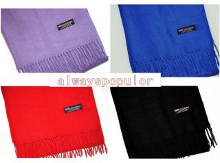 New Unisex Men Women 100% Cashmere Scarf SCOTLAND Wool Solid Colors 