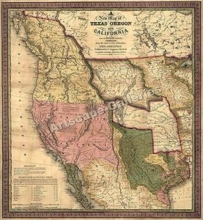 1846 Map of Texas Oregon California Historic Map 24x26