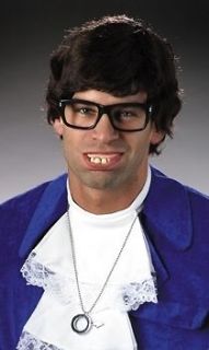 Mens Austin Powers Costume Wig Glasses Teeth & Necklace