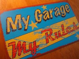   MY RULES Vintage Style Automobile Auto Car Repair Shop Decor Sign