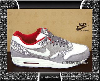   Wmns Air Max 1 Leopard White Red Charcoal Atomos 319986 099 US 5.5~12