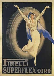 ITALY CAR TIRE LADY ITALIA ADVERTISING TRAVEL FINE VINTAGE POSTER 