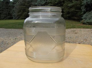 Vintage Hazel Atlas Clear Glass Coffee Jar   No Lid Use for Change or 
