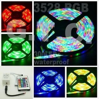 RGB 3528 LED Strip Lights 5M Waterproof 300leds SMD + 24KEY IR remote 